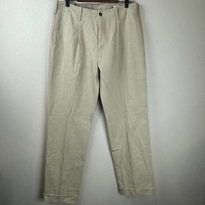 AYR Womens Pleated Front Cotton Khaki Pants Size 32 High Rise Straight Leg Beige